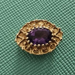 Amazing Oval Amethyst 14k Solid YG Slide Bracelet Charm / Pendant